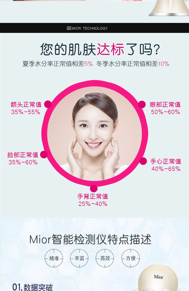 mior智能皮肤水油分份肌肤测试仪介绍