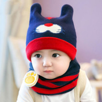Baby hat Winter boy Three months One year old female baby cute windproof hat Cap Scarf to go outside