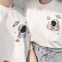 Emotional Couples Dress Summer Clothing 2021 New Summer Short Sleeves T-Shirt Women Advanced Sensation Tidal Stream Nets Red Ins Ultra-Fire Pure Cotton Spring Clothing