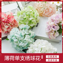 Home Living Room Single Branch Embroidered Ball Flower Emulation Fake Bouquet Pendulum wedding Wedding Silk Flower TV Cabinet Decorated Plastic Flower Arrangement Art