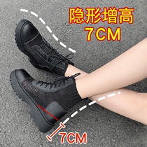 Martin Boots Woman Summer Thin womens boots Children 100 lap breathable mesh Gauze Summer Short Boots Inner Heightened Net Boots Hollowed-out Boots