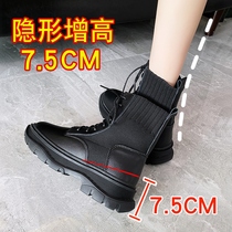 Genuine leather Martin boots woman little sub 2020 new slim boots children short boots womens spring autumn single boots heightening womens shoes