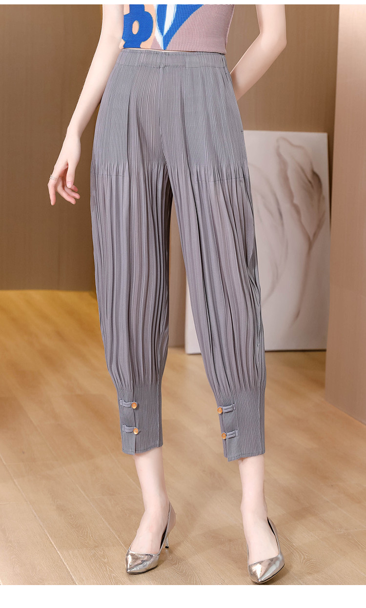 三宅褶皱裤2022夏新款休闲百搭阔腿裤时尚洋气高腰显瘦垂感百褶裤