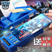 Stationery box Multifunctional Transformers Primary School Students Male Creative Plastic Large Capacity Folding Kindergarten Pencil Box 1-5 Grade Cartoon Children Xueba Personality Double Desktop Storage Box Pen Box