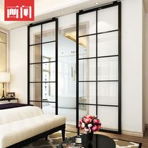 Painting room Kitchen sliding door Balcony Living room partition door Titanium magnesium aluminum aluminum alloy tempered glass sliding door Modern simple