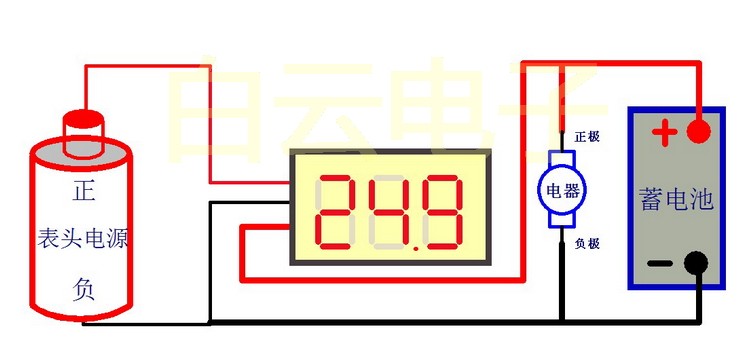 桂辰0.36寸 3位高精度数显电压表头 0v-200v 三线直流数字电压表