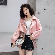 Small man windbreaker female long 2021 Spring and Autumn New Korean fashion fashion fashion thousand bird Grid High coat thin