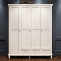 American solid wood wardrobe modern simple three four five door bedroom storage cabinet household rubber wood white wardrobe