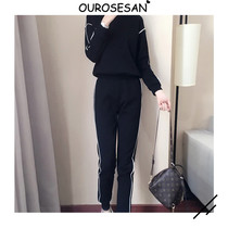 Casual Sports Suit Women Spring 2022 New Fashion Loose Slim Round Collar Long Sleeve Sweatshirt Running Two Sets