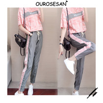 OUROSESAN BRAND SPORTS SUIT WOMEN SUMMER LOOSE Thin EURO Goods Tide Casual Clothing Foreign Air Running Two Sets