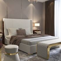 Hong Kong style light luxury bed real leather bed modern simple atmosphere post modern ins bed double bed Italian 2 M master bed