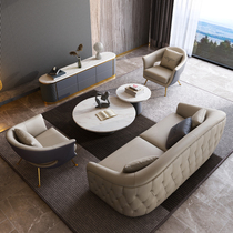 Post-modern light luxury leather sofa combination living room 2020 new trio Italian Hong Kong style furniture