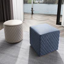 Hong Kong-style light luxury dressing stool leather small round stool designer fashion creative Square stool modern simple home shoe stool