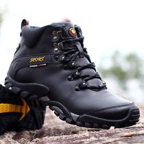 Snow boots mens winter warm plus velvet high-top cotton shoes fur one leather outdoor leisure waterproof short boots mens shoes