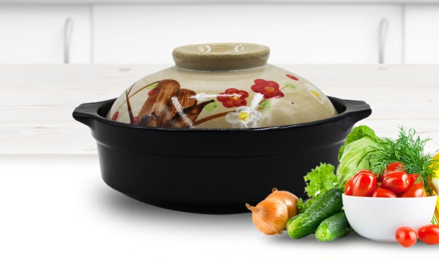 花房日本外贸单粗陶迷你单人日式小土锅煮饭平底砂锅小炖锅500ml