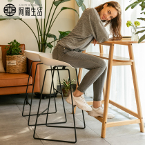 Wrought iron bar stool high stool Nordic bar chair modern simple backrest bar chair home bar stool high foot