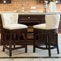 American solid wood bar stool European style rotating back bar chair home high stool jewelry store counter exclusive