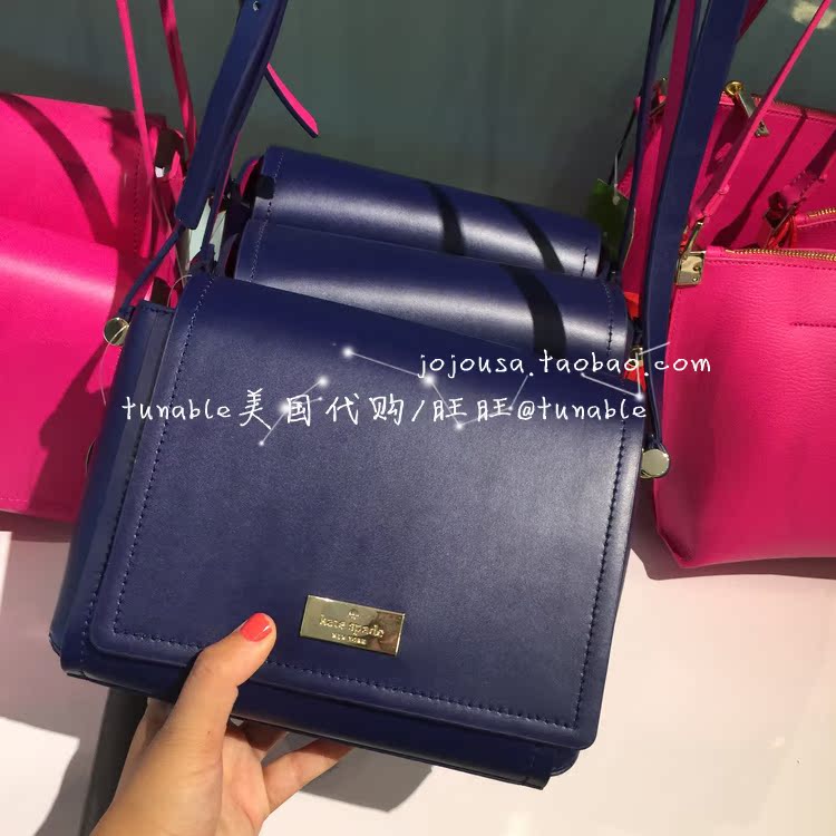 coach包美國代購 美國代購 KATE SPADE WKRU3945撞色亮牛皮翻蓋斜挎小方包avva coach