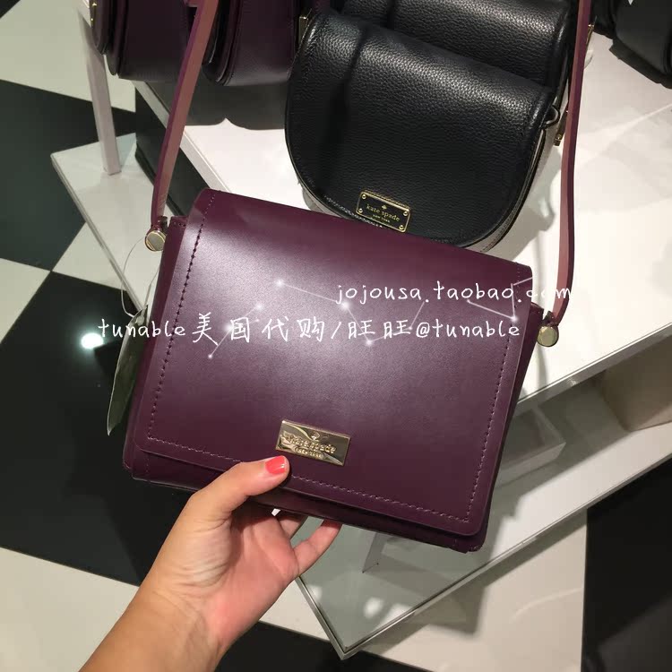 coach包美國代購 美國代購 KATE SPADE WKRU3945撞色亮牛皮翻蓋斜挎小方包avva coach