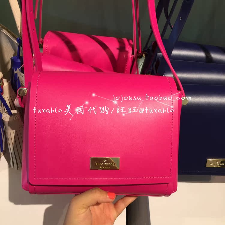 coach包美國代購 美國代購 KATE SPADE WKRU3945撞色亮牛皮翻蓋斜挎小方包avva coach