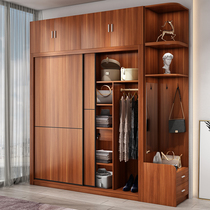 Sliding door wardrobe home bedroom whole wooden rental cabinet modern simple assembly furniture Chinese wardrobe