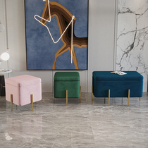Nordic light luxury stool storage stool entrance small sofa clothing store long square multifunctional shoe change storage box artifact