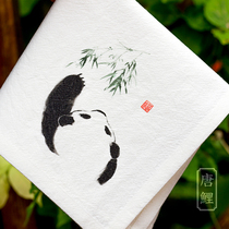 Cotton handkerchief small square towel with ancient style sweat-absorbing handkerchief abroad creative gift giant panda girlfriends girl