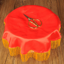 Festive celebration Opening Ceremony event supplies ribbon-cutting 4-piece tray gold scissors tray cloth big safflower customization