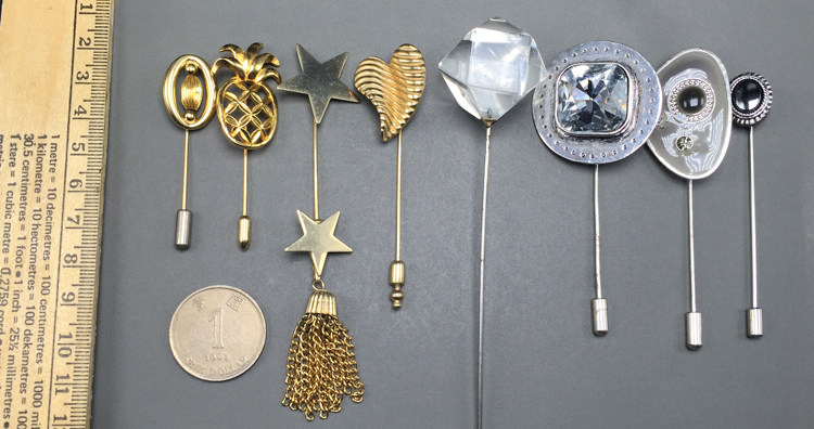 意大利古董首饰vintage宫廷珍珠宝石帽针领针毛大衣男女士胸针a1