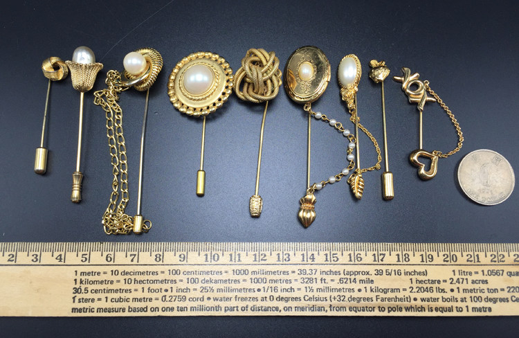 意大利古董首饰vintage宫廷珍珠宝石帽针领针毛大衣男女士胸针a1