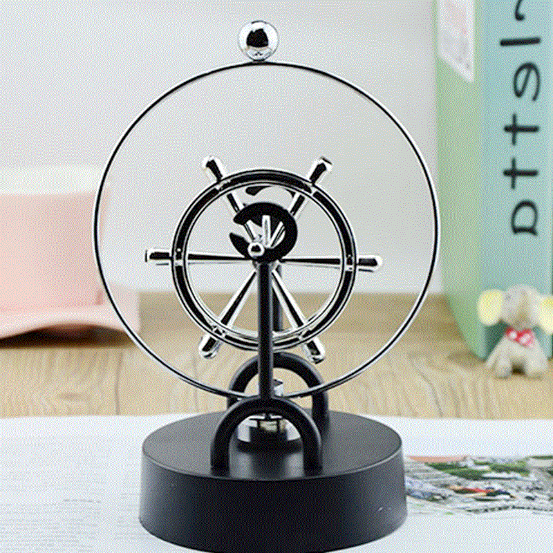 创意金属圆形舵手永动仪磁性混顿旋转摇摆器办公室装饰工艺品摆件