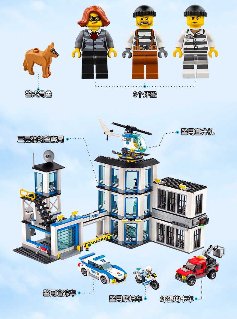 乐高城市系列 60141 警察总局 lego city 积木玩具礼物_7折现价949元