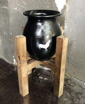 Foreign trade export original single American country style solid wood bracket iron printing round pot Basin