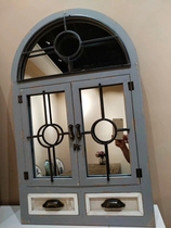 American country style retro old iron wood combined with wall-mounted decorative window features wall-mounted set props