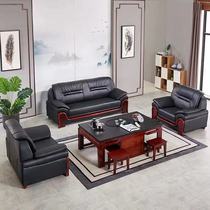 Office Sofa Brief Modern Business Guests Reception Talks Office Trio Place Real Leather Sofas Tea Table Combinations
