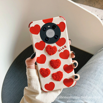 Huawei mate40pro mobile phone shell mate30pro protective sleeve mate30 camera full package anti-fall mate40 relief embroidery loving personality Creative Japan-ROK Ins