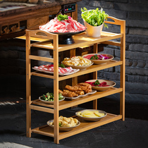 Vegetable rack hot pot restaurant put dishes on the plate multi-layer commercial rack restaurant barbecue rack kitchen solid wood vegetable rack