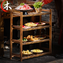 Hot pot restaurant special vegetable shelf multi-layer solid wood kitchen simple storage rack hotel catering side dish rack