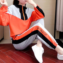TOUCH MISS sportswear suit Womens Korean version of fashion loose large size hooded sweater trousers Casual two-piece set