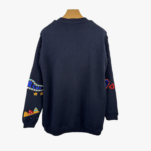 Top star ແບບດຽວກັນກາຕູນ handmade crochet embroidery sweater wool knitted ກາງ-length cardigan sweater jacket ສໍາລັບແມ່ຍິງ