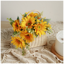 INS Wind Children Photography Props Shadow Building Supplies Baby Exterior View Photo Props Hand Basket to Sunflower Flowers