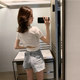 2020 new Korean version of Xia Xiaozhong's scheming backless avocado green short-sleeved t-shirt female short section navel ins shirt tide 2020 new Korean version of Xia Xiaozhong's scheming backless avocado green short-sleeved t-shirt female short section navel ins shirt tide
