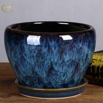 Flower pot large size king size living room ceramic large size Peacock blue orchid porcelain pot Aloe pot round porcelain flower pot large