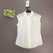 Attachment-owned P series PRYW62501E Fashion temperament Body Hook Flower Hollowed-out Pure Color Sleeveless Collar Shirt