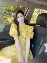 2022 Summer new small crowddesign French style printed pure desire to dress with dress Temperament Cashew slim dress Short dress