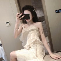 Large code skirt female summer 2020 hanging air field noble short dress French first love orange terrier fairy tide