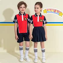 Primary school childrens school uniforms sports two sets of pure cotton students fashion short sleeve short sleeves head summer boy girl
