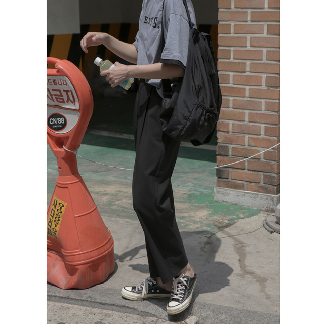 Hello Cannon Straight high waist casual pants female 2020 spring and summer new Hong Kong flavor loose loose thin wide leg pants Hello Cannon Straight high waist casual pants female 2020 spring and summer new Hong Kong flavor loose loose thin wide leg pants