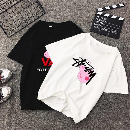 社会人小猪佩奇t恤女短袖闺蜜装衣服成人抖音