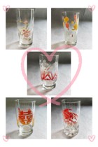 Nostalgic old stock 90s printed glass various colors